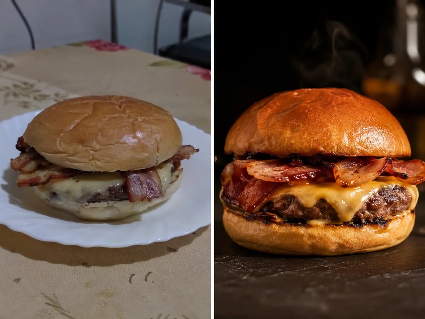 Antes e depois ilustrativo: Hamburgueria / Delivery